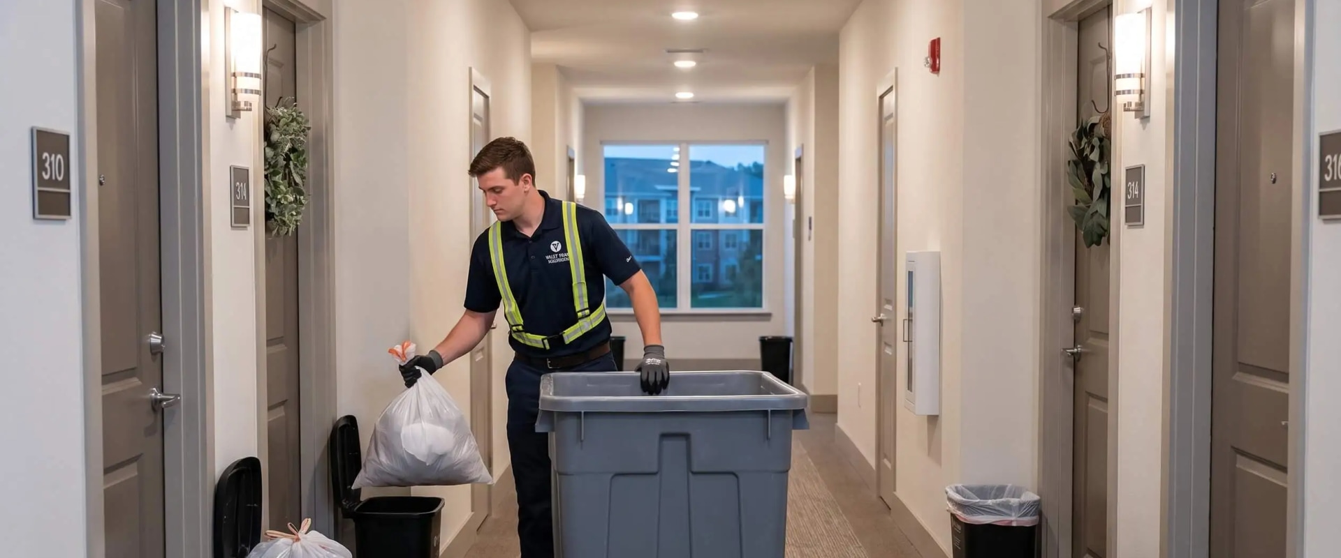 Valet Trash Best Practices for Clean Apartment Hallways